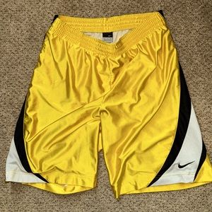 Vintage Nike Basketball Shorts Yellow M with white and black swish